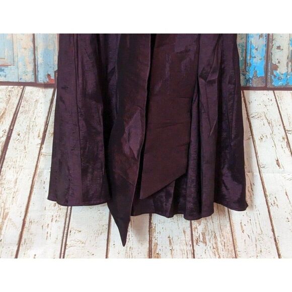 Emma Street Womens Size 14 Wine Purple Collared Tie Front Tafetta Dress 1123210 - Picture 7 of 10